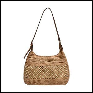 Straw Tote Bag Adjustable Strap Summer Beach Boho Chic Shoulder Purse